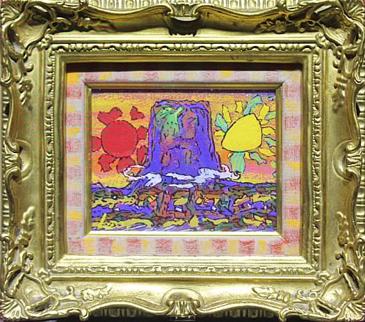 Lee【日月青富士】 日本画 0号