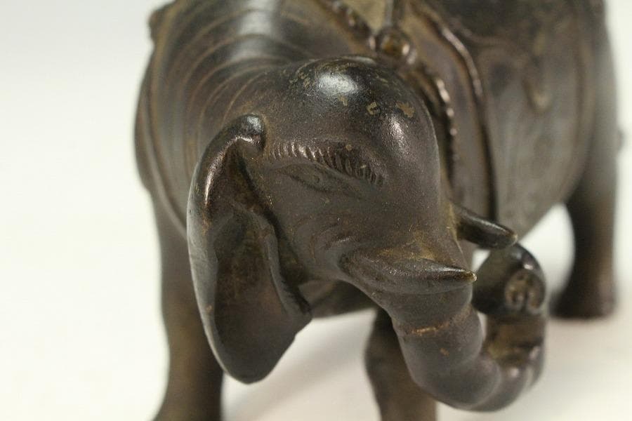 中国美術 古銅 象上達磨大師 香炉(K-XA806)