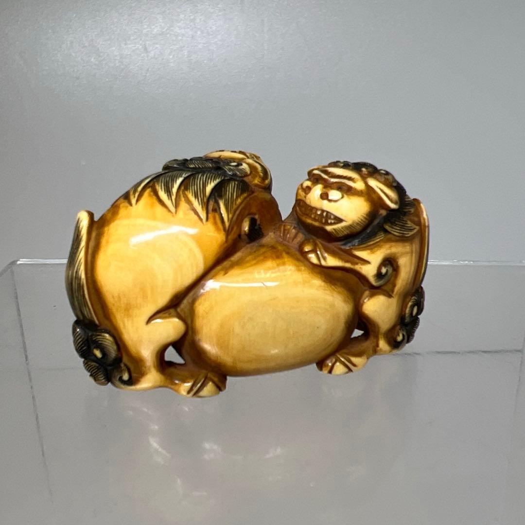 江戸時代　極上　獅子　根付　41g トニサト　東さ7-0923☆2F