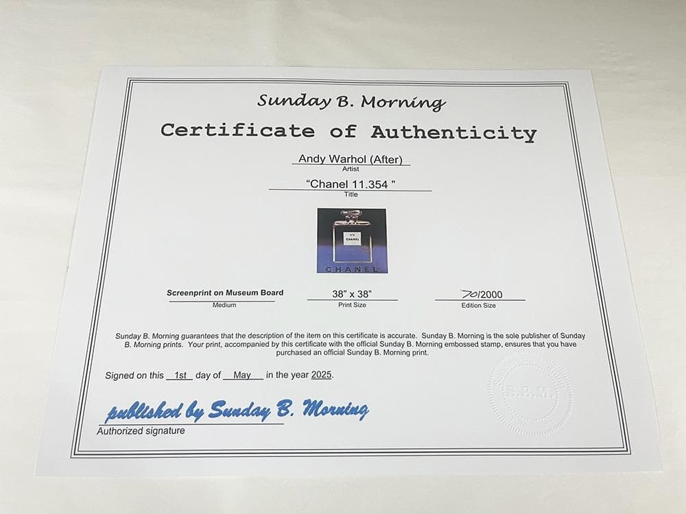 額装品証明書付/シャネル/サンデー B モーニング/ウォーホル/ CHANEL
