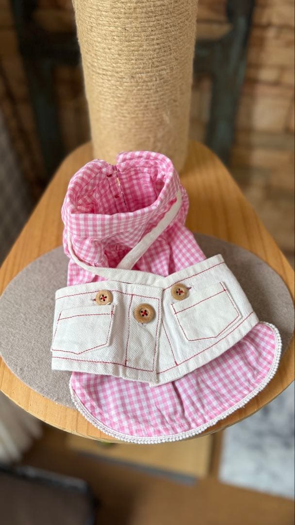 犬服 ギンガムワンピとエプロン