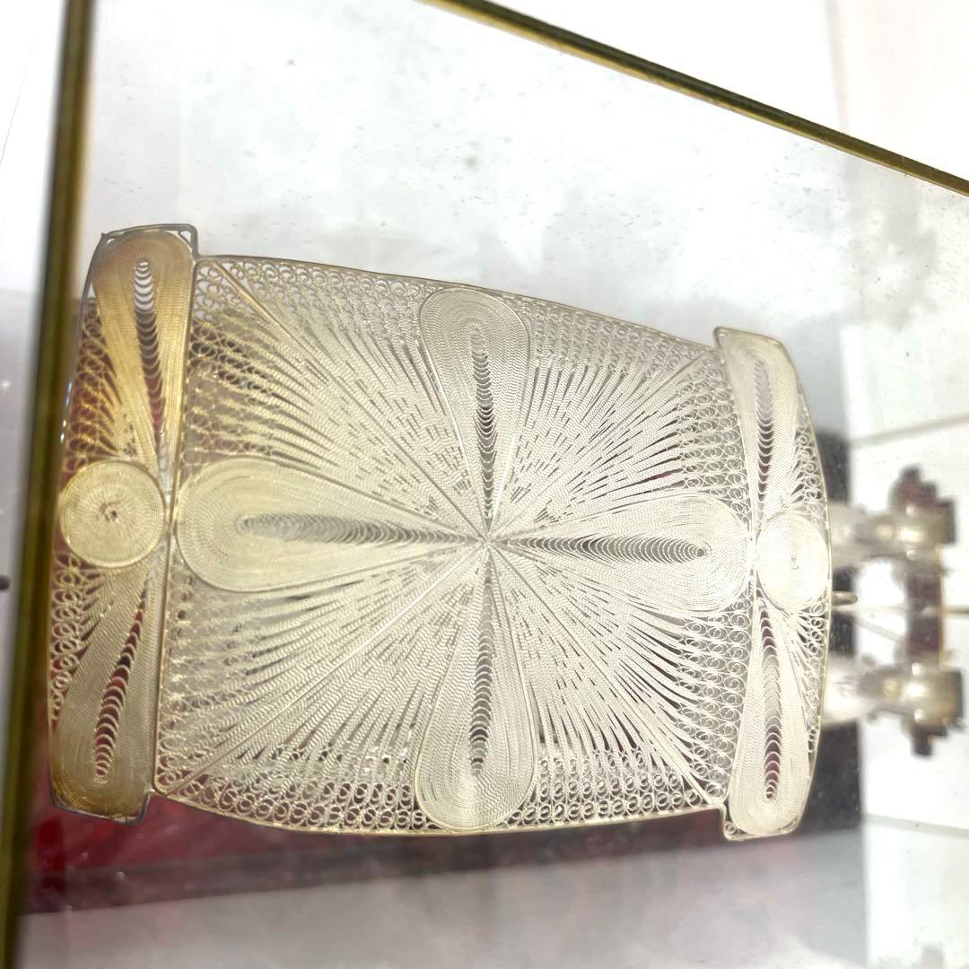 【希少】ヴィンテージ工芸品< 牛車と牛　銀線細工>シルバー925