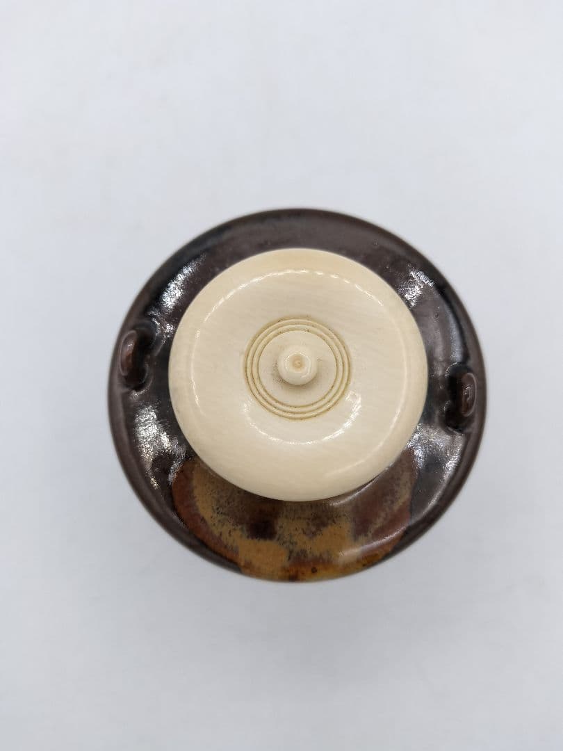 c846 茶入 笹枕写 膳所　淡海陽炎園 尋牛斎箱書 木箱 茶道具 古物