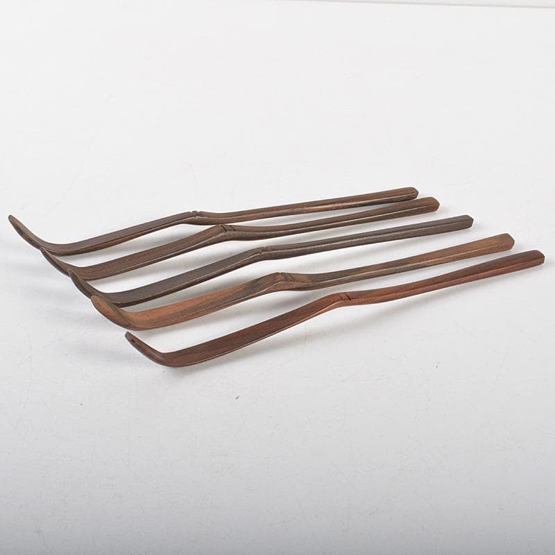 茶道具　黒柿製　茶杓　5点まとめて　箱付　N　6403