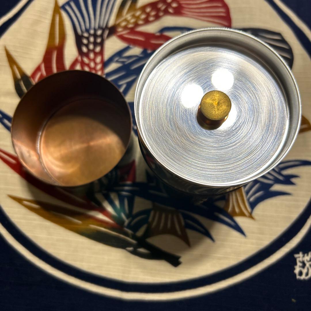 銅製茶筒　鎚起銅器　富貴堂