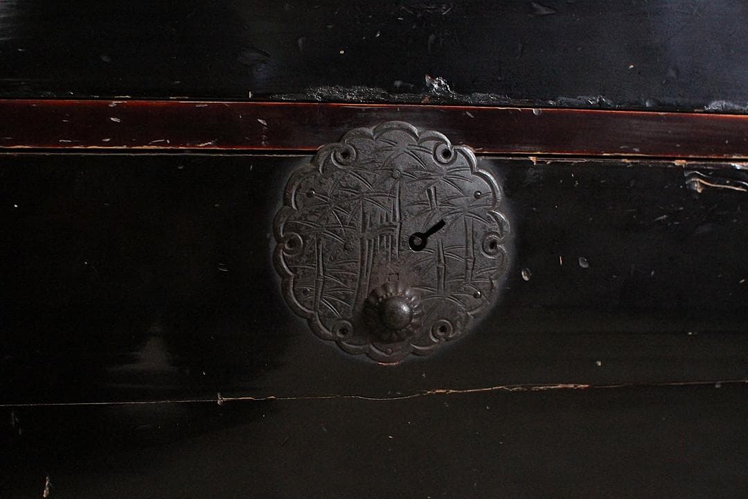 丸金具　時代庄内箪笥 3段　タンス　収納　古家具　古民家　時代家具