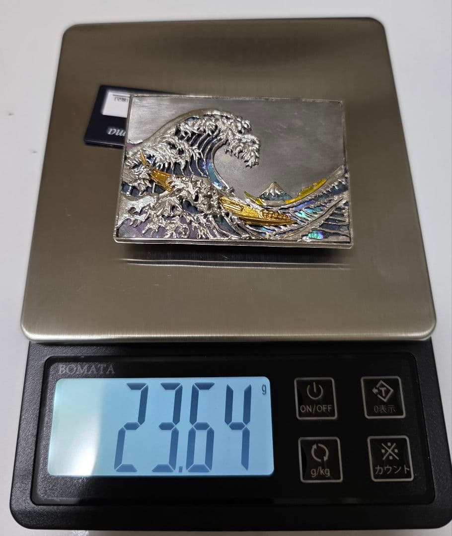 【希少】Shyo Miyama 銀製 ブローチ／インテリアスタンド（北斎)