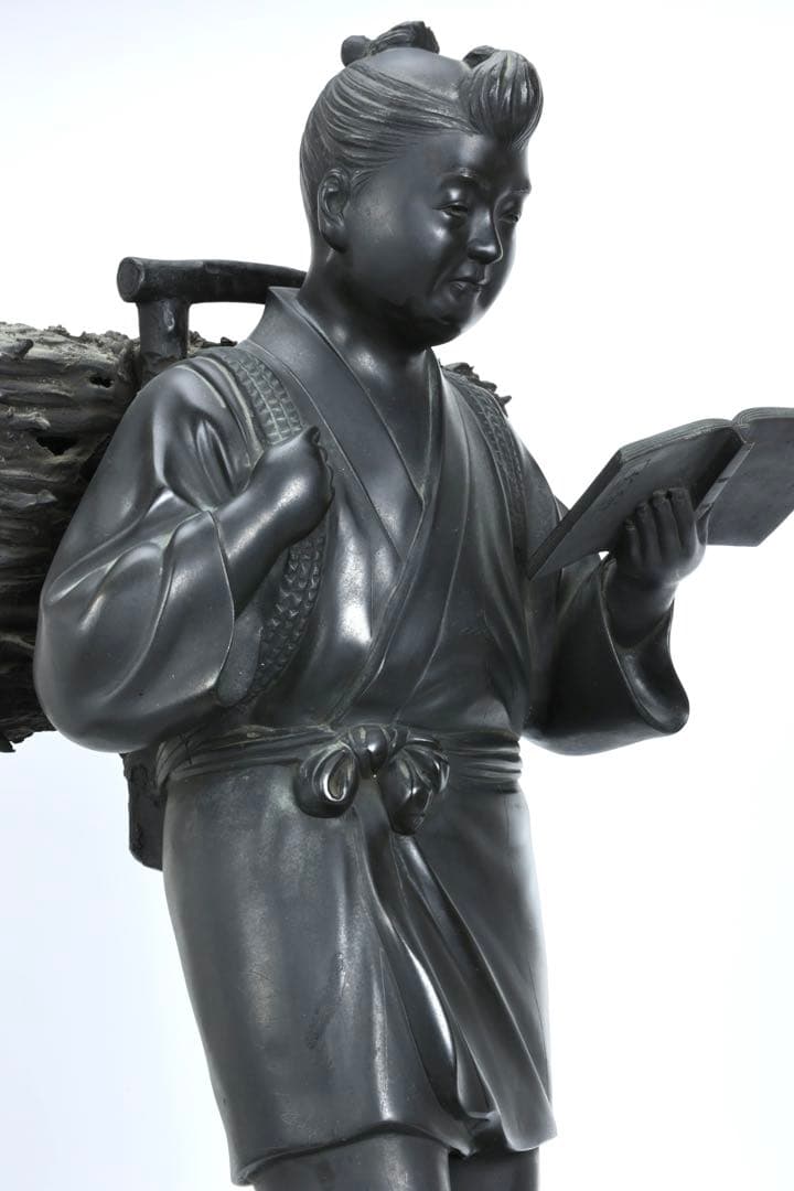 r*3様 二宮金次郎像 青銅製ブロンズ像 特大80cm 陽峰作 時代物 古美術