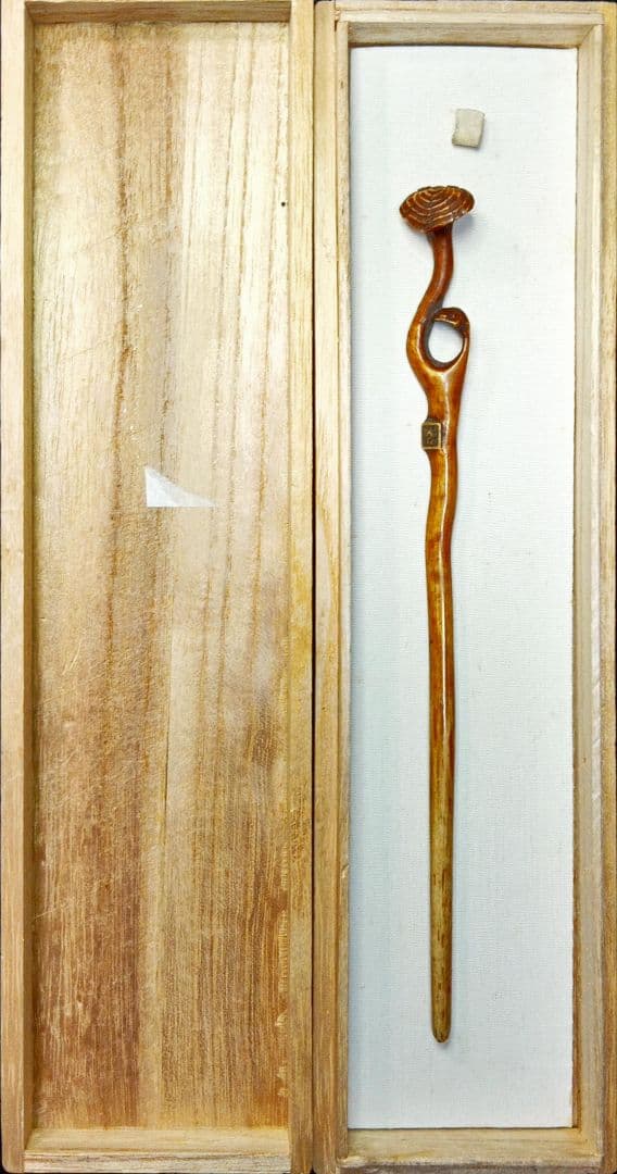 尾崎谷斎 在銘 笄 (こうがい)「霊芝」浅草彫 幕末 根付 名人