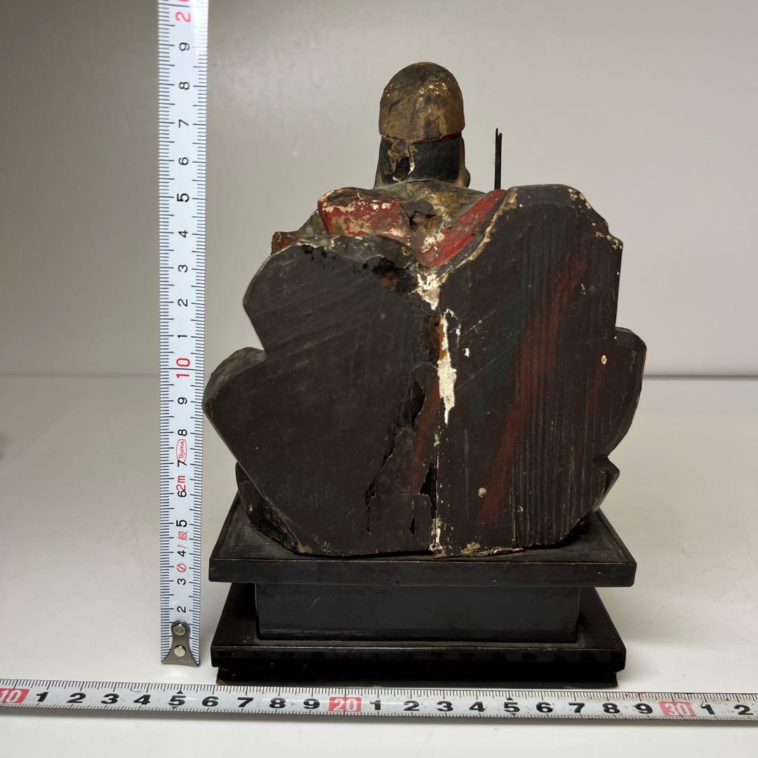 江戸初期　木彫　恵比寿天　仏像　高さ約19.2㎝　東さ8-0131☆2F