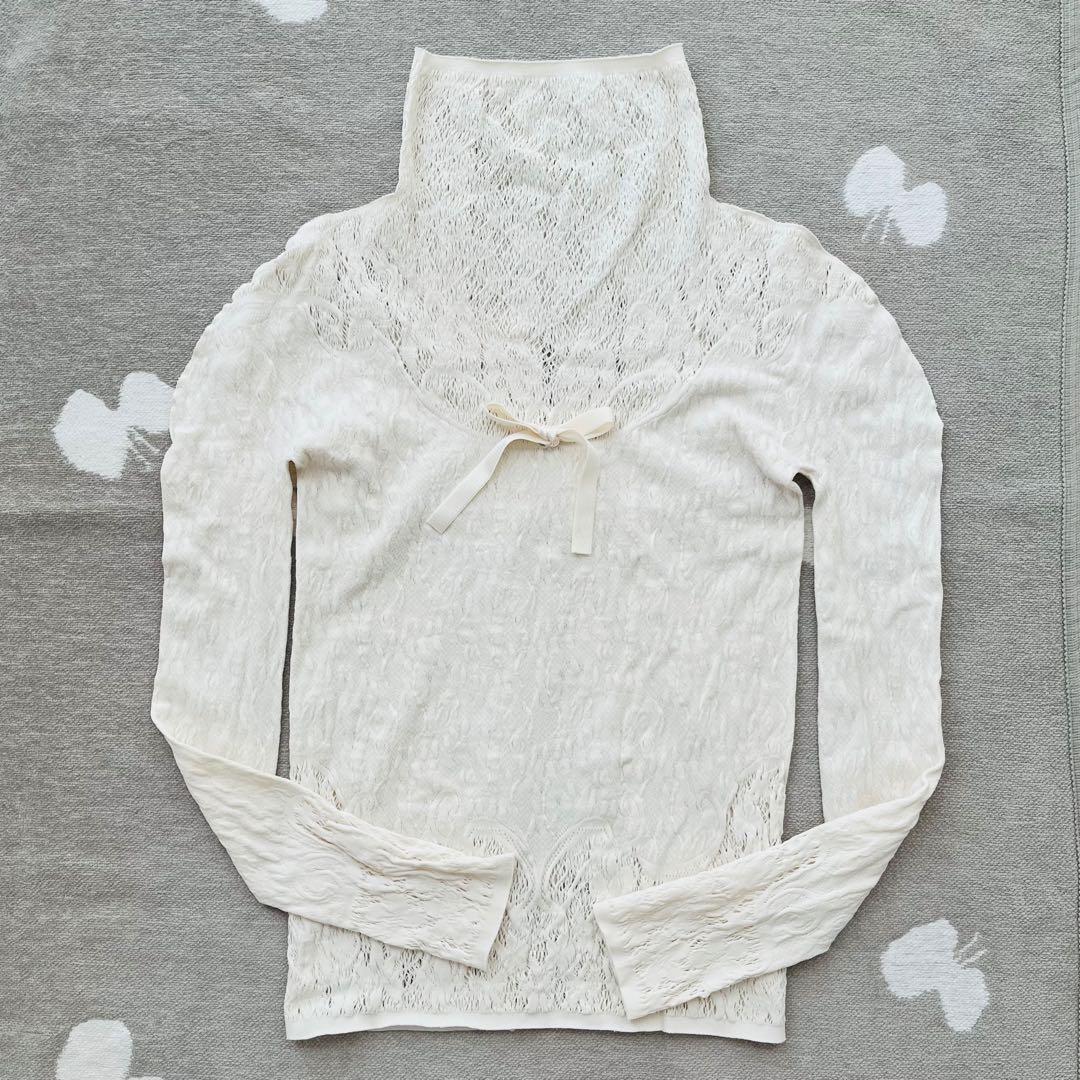 Chacott チャコット ノーソーイング ハイネック　ニットトップ リボン