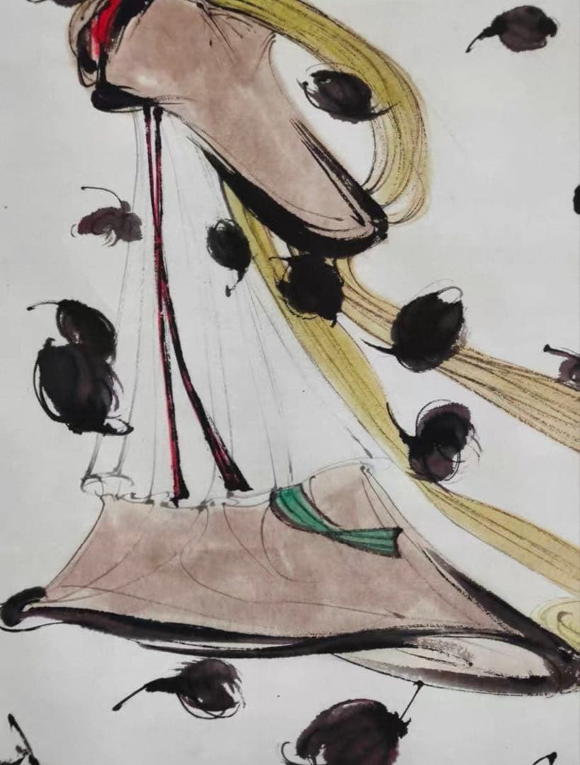 【掛軸 傅抱石風】美人図 中堂掛軸 逸品 168×70 装飾 アート インテリア