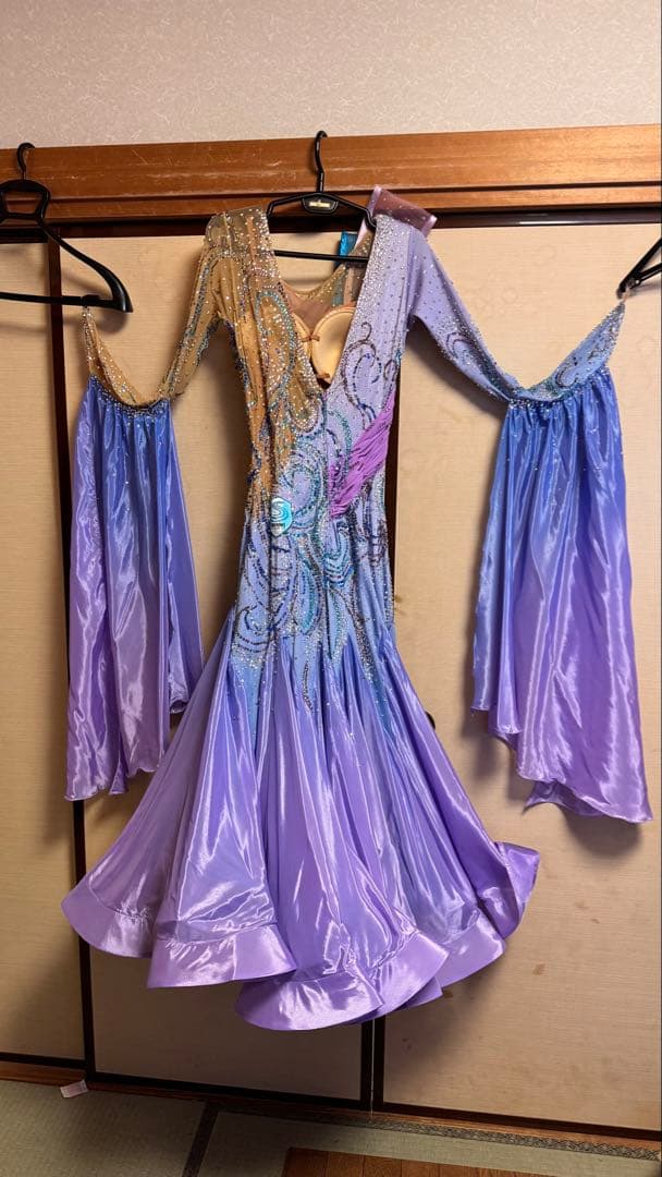 S Dance 紫色の社交ダンスドレス