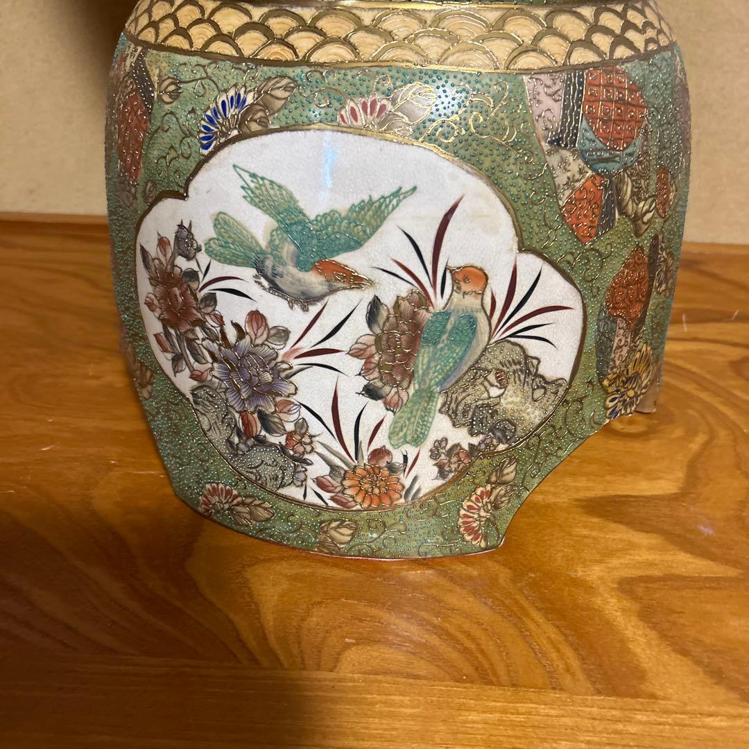 薩摩焼　沈香壺　大壺　戦国武者　花鳥風月　133センチ　レア　ヴィンテージ　骨董