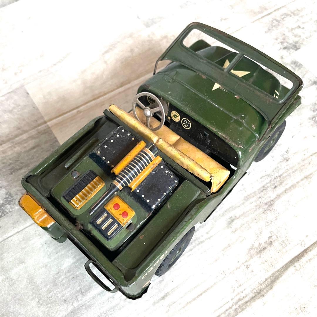 【SHOWA製】昭和レトロ ブリキ製 パトロールジープ 銃座変形 02051