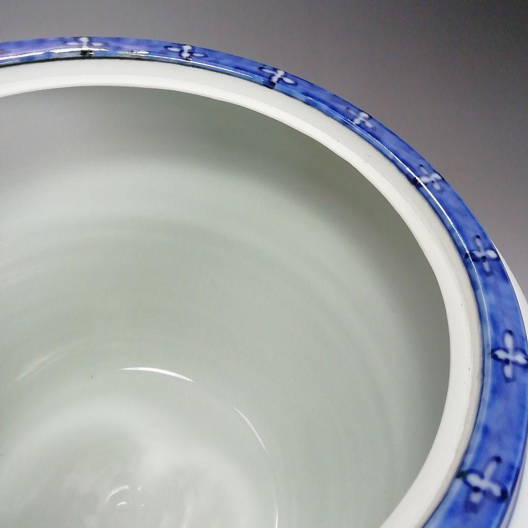 Ｓ４３６　水指　『染付　竹の図　水指』『平安　高野正阿弥造』　共箱　茶道具