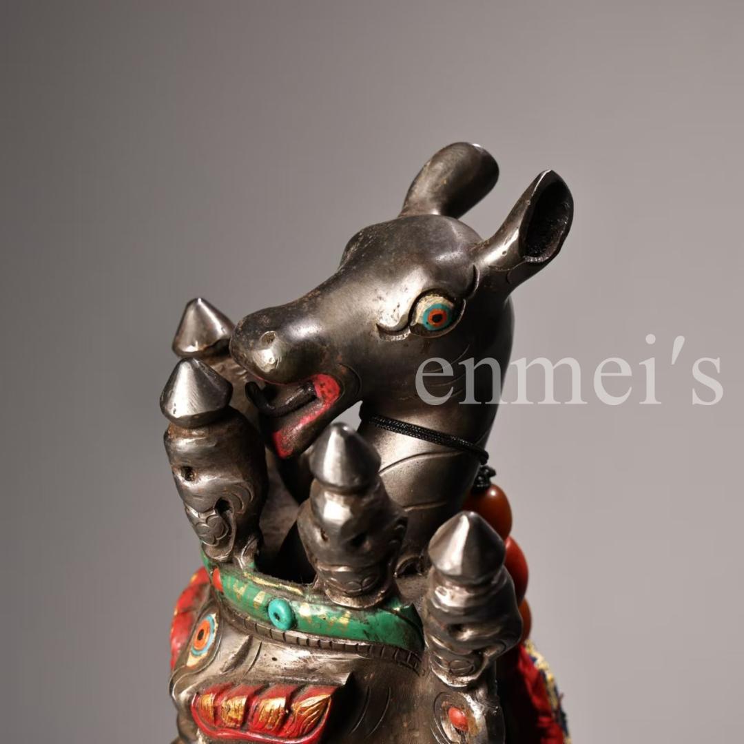 中国古美術・蔵伝工芸・寒鉄彩絵金剛降魔杵・手工錾刻・文房置物・鎮宅辟邪・風水法具