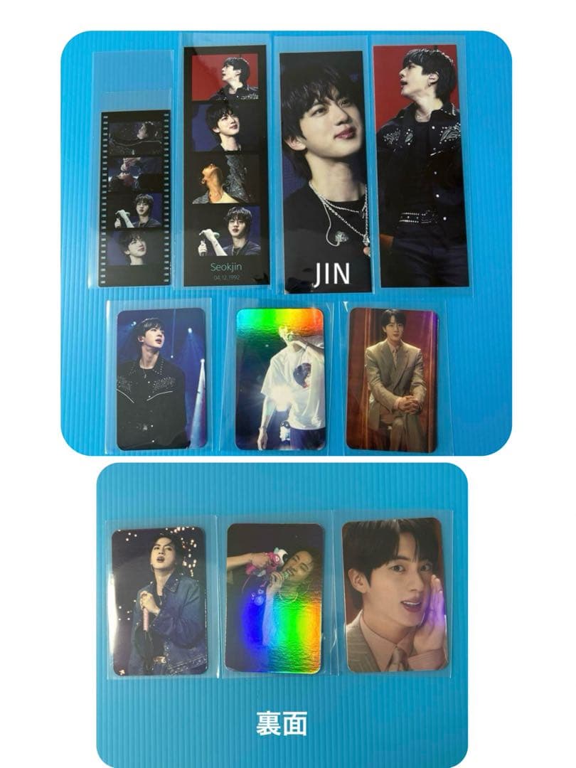 BTSJINフィルムブックマーク・ロングステッカー・両面ホログラムフォトカード①