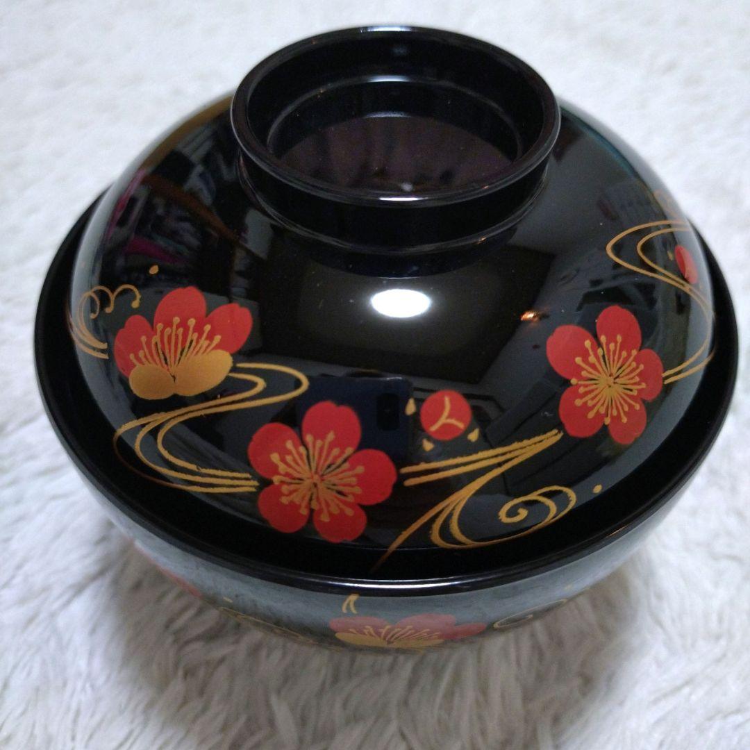 新品✬会津塗り　お吸い物椀蓋付き　流れ梅20客　漆器　桐箱入り