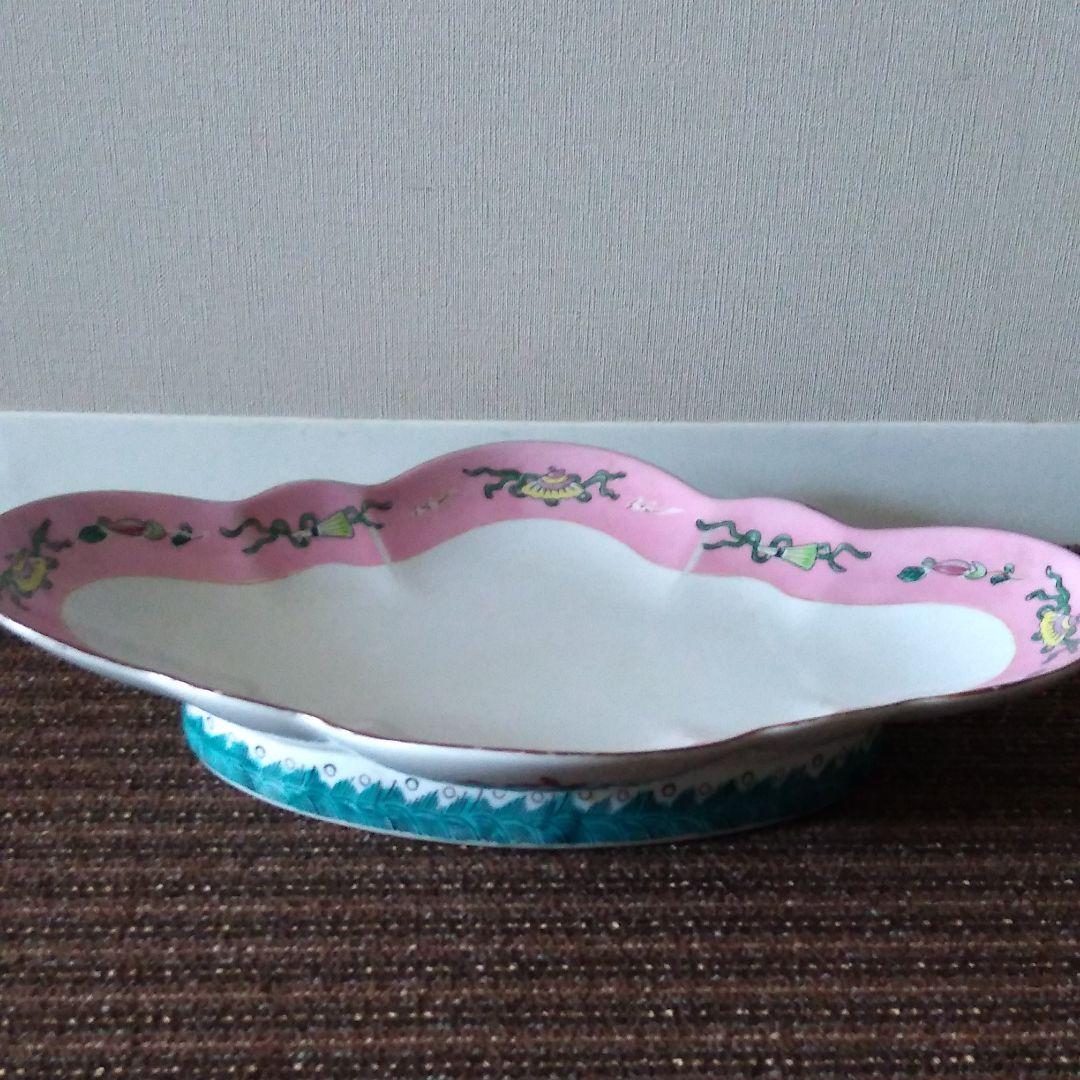 [中国古玩]　五彩花弁紋皿　大明成化旭昇製