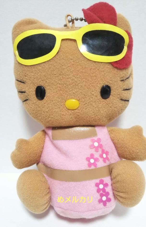 サンリオ ハローキティ 日焼けキティ ぬいぐるみポーチ型ケースキーホルダー