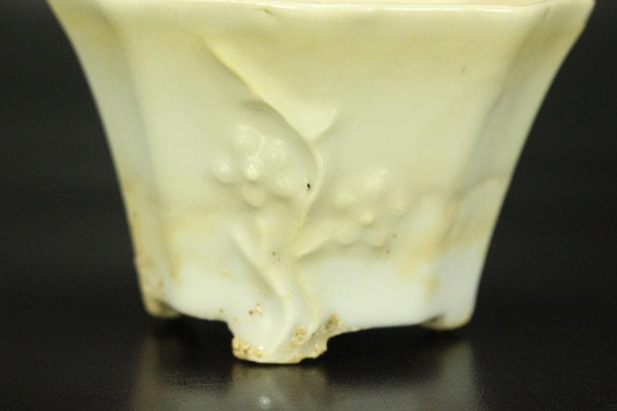 中国美術 白磁 梅花紋 八方 碗 一対 煎茶(HA500)