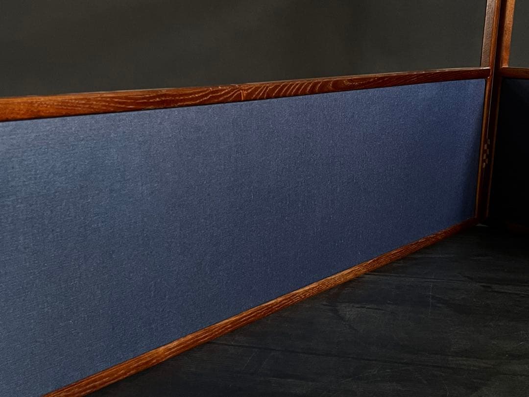 割引❗️「祖」 紺地 鳥の子 両面使い 桑縁 上透かし 風炉先屏風（121⑤）