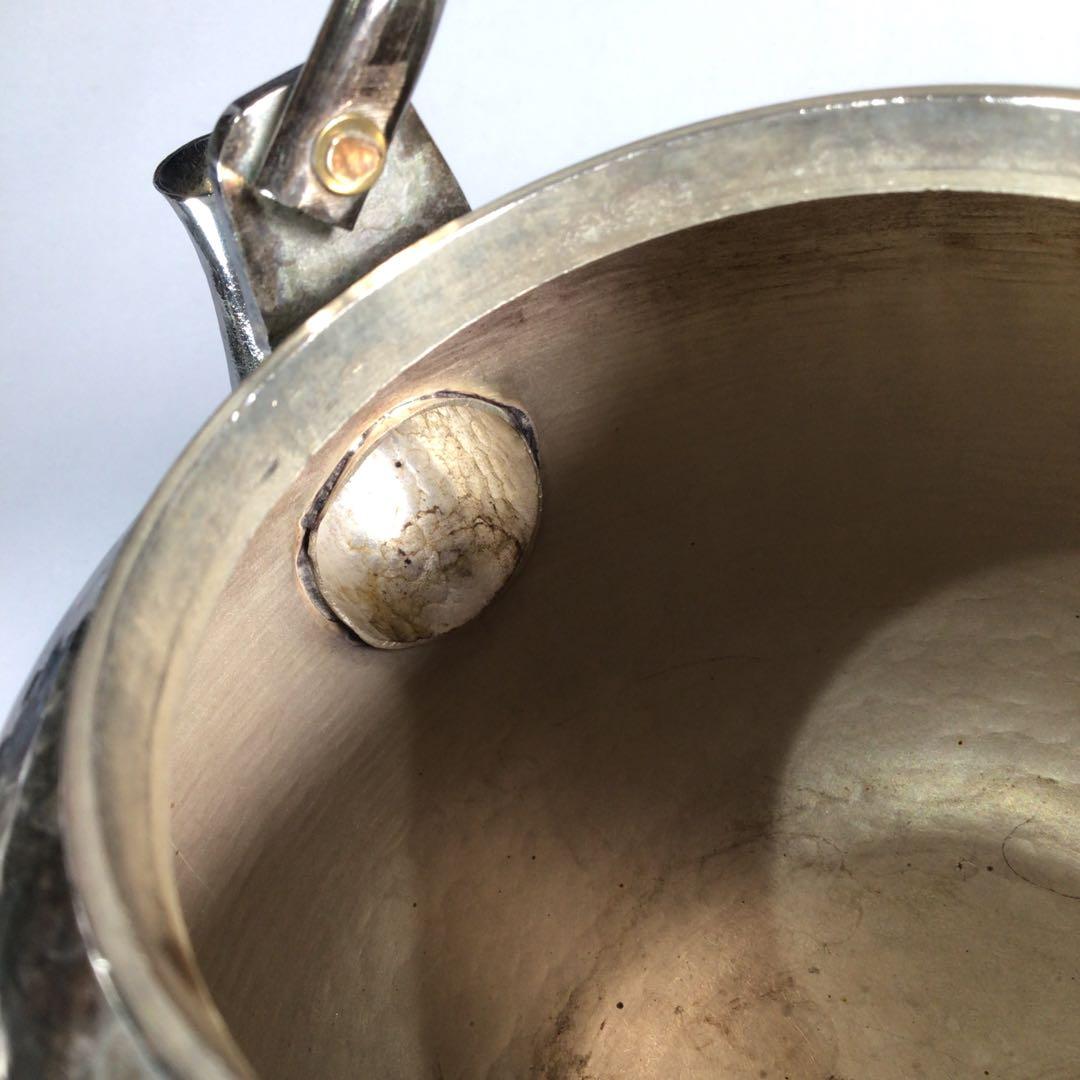 Ｎ９６３　水注　『秀峰堂造』『いぶし銀』『刷毛目紋』『湯沸』　紙箱　茶道具