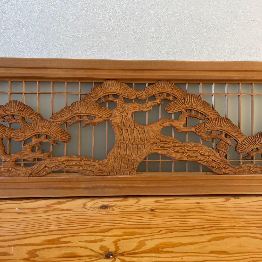 欄間 松　彫刻　すりガラス　建具　らんま