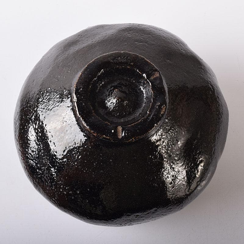 茶道具　九代　楽吉左衛門　了入造　黒楽茶碗　仕覆付　共箱　V　7571
