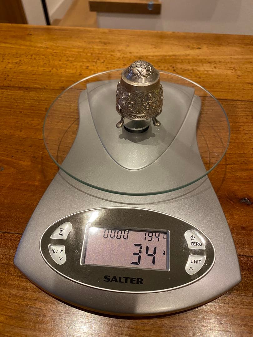 インドのシルバーコンディメント（塩、ペッパー容器）　アンティーク