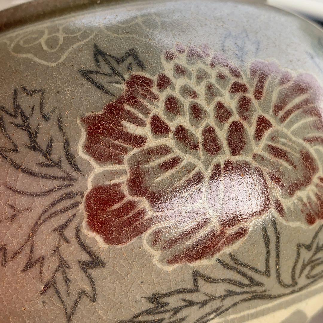 修復跡有り　高麗　茶道具　中国　骨董品　アンティーク　古美術　牡丹　花柄