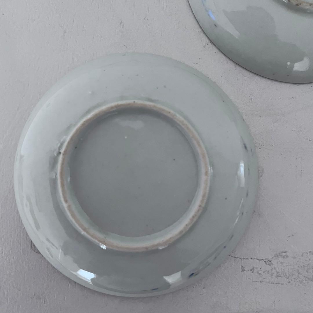 大正　骨董　印判　紫陽花　小皿5枚組