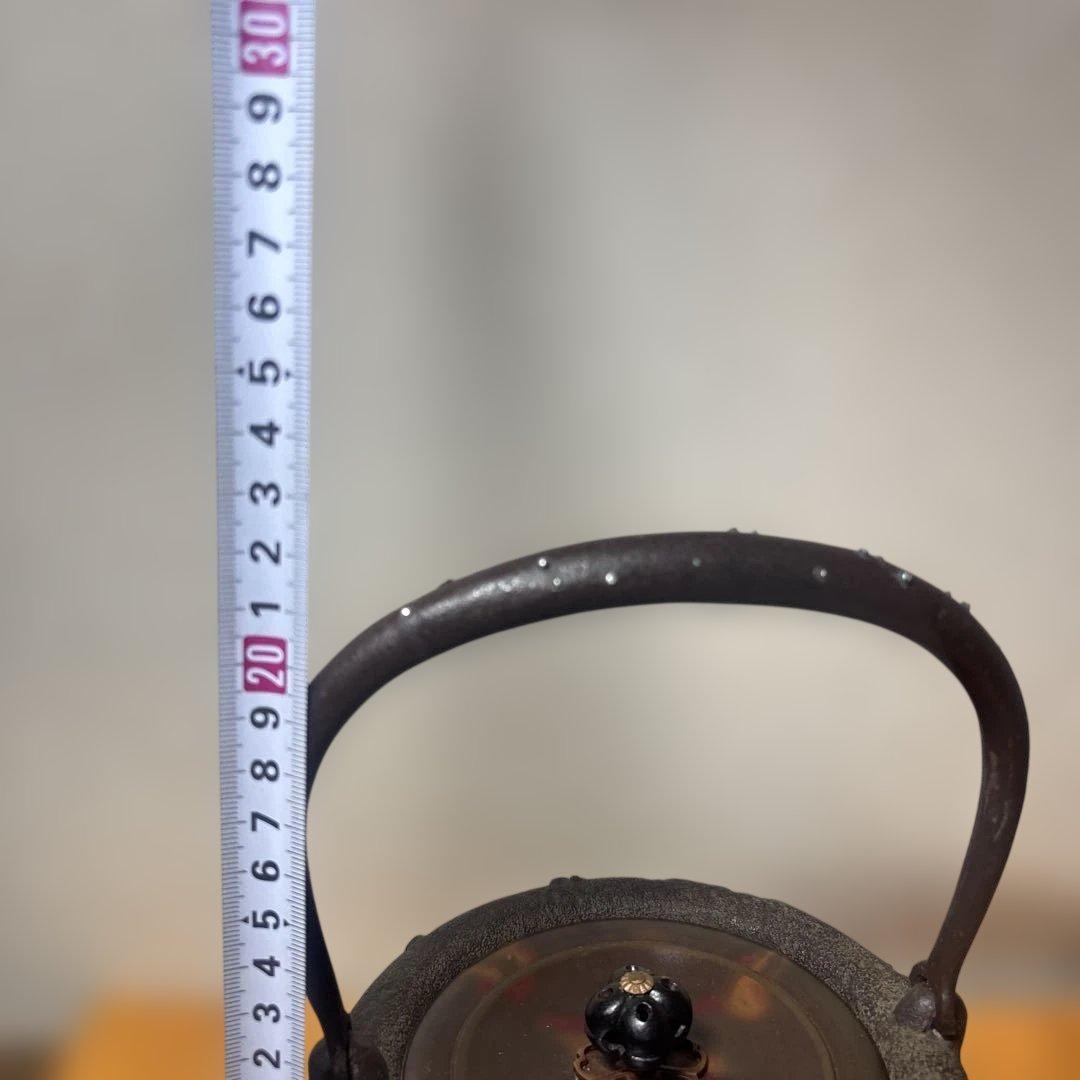 茶道具 鉄瓶 在銘 持ち手 銀象嵌 龍紋