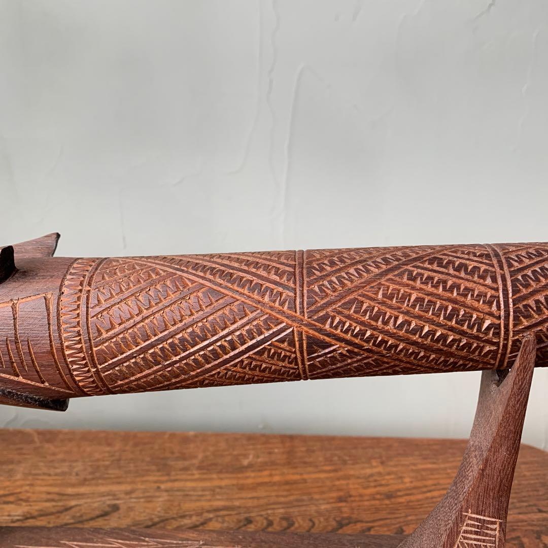 木製　木彫り　棍棒　サモア　刀掛け　土台つき　ニフォ・オティ　武器　コスプレ