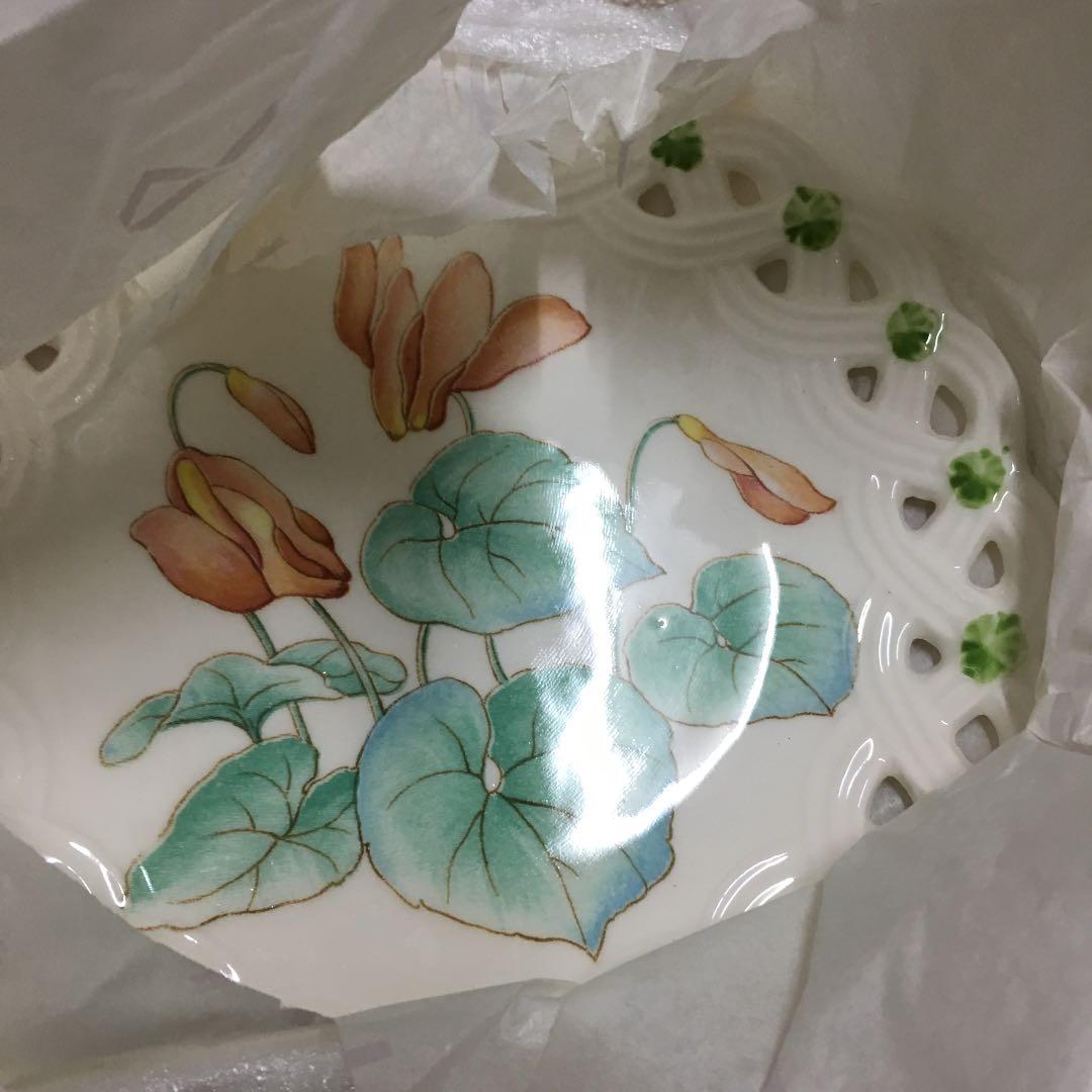 0653　富永陶園 ポピーすかし絵変わり ケーキセット カゴ付