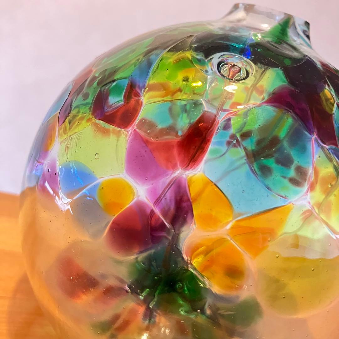 ガラス美術品　宙吹きガラス　オブジェ　インテリア　花瓶