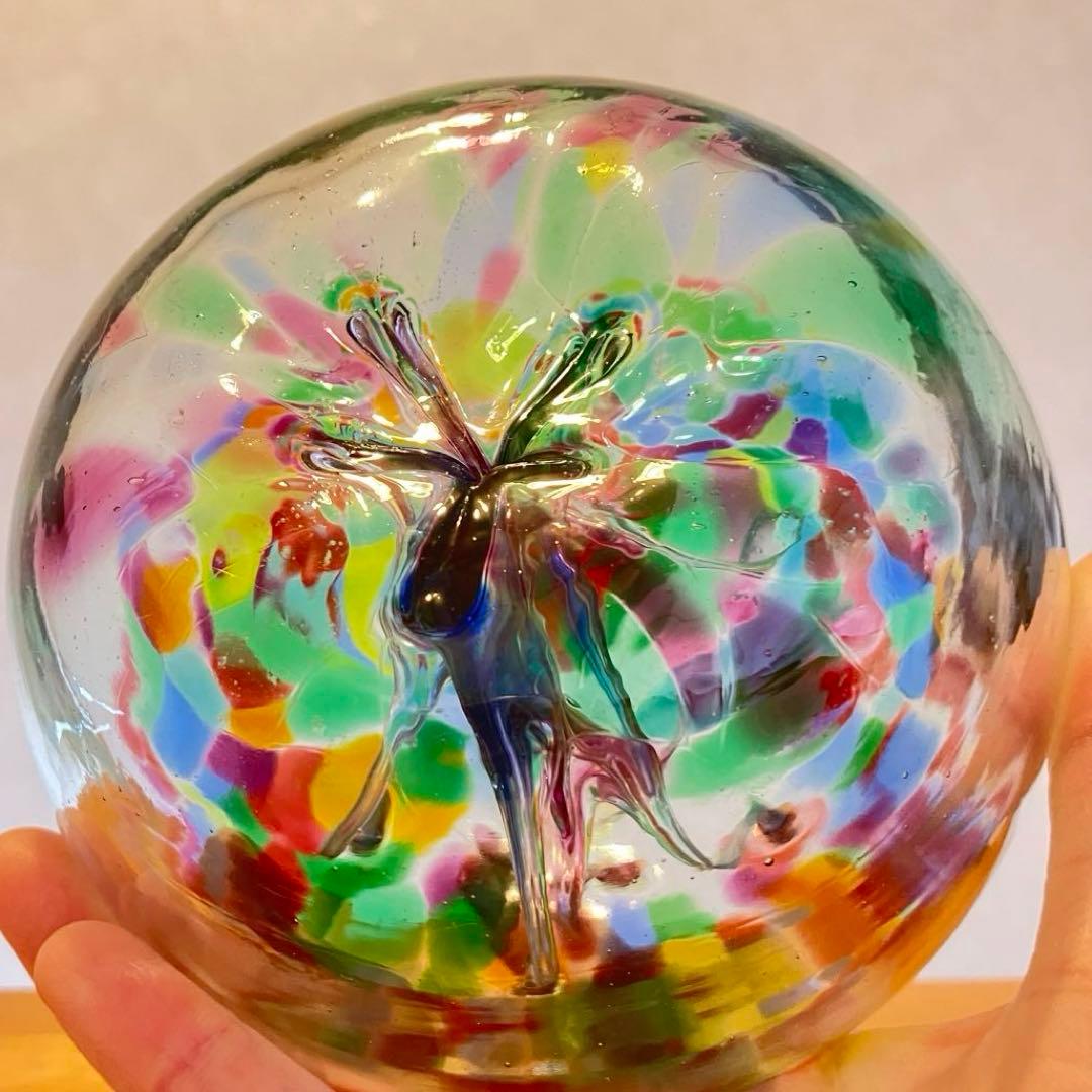 ガラス美術品　宙吹きガラス　オブジェ　インテリア　花瓶
