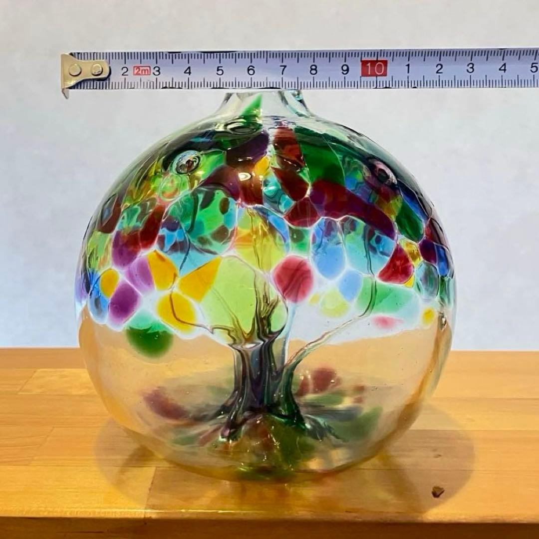 ガラス美術品　宙吹きガラス　オブジェ　インテリア　花瓶