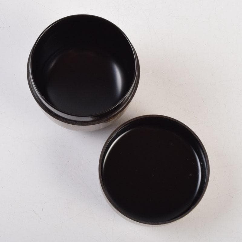 Gojyo　輪島塗　前志芸男作　沈金菊文様　棗　共布共箱　V　9152