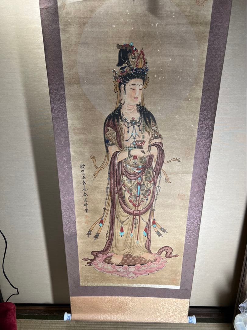 掛け軸觀音様仏画　 未使用美品状態良好
