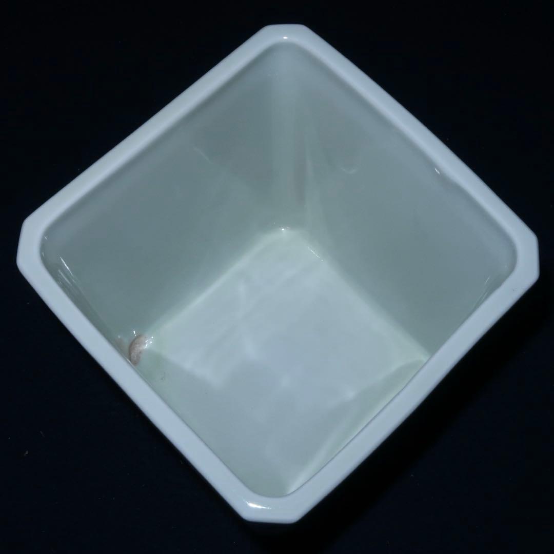 【茶道具】手塚玉堂作　玉堂窯　草花絵角形水指