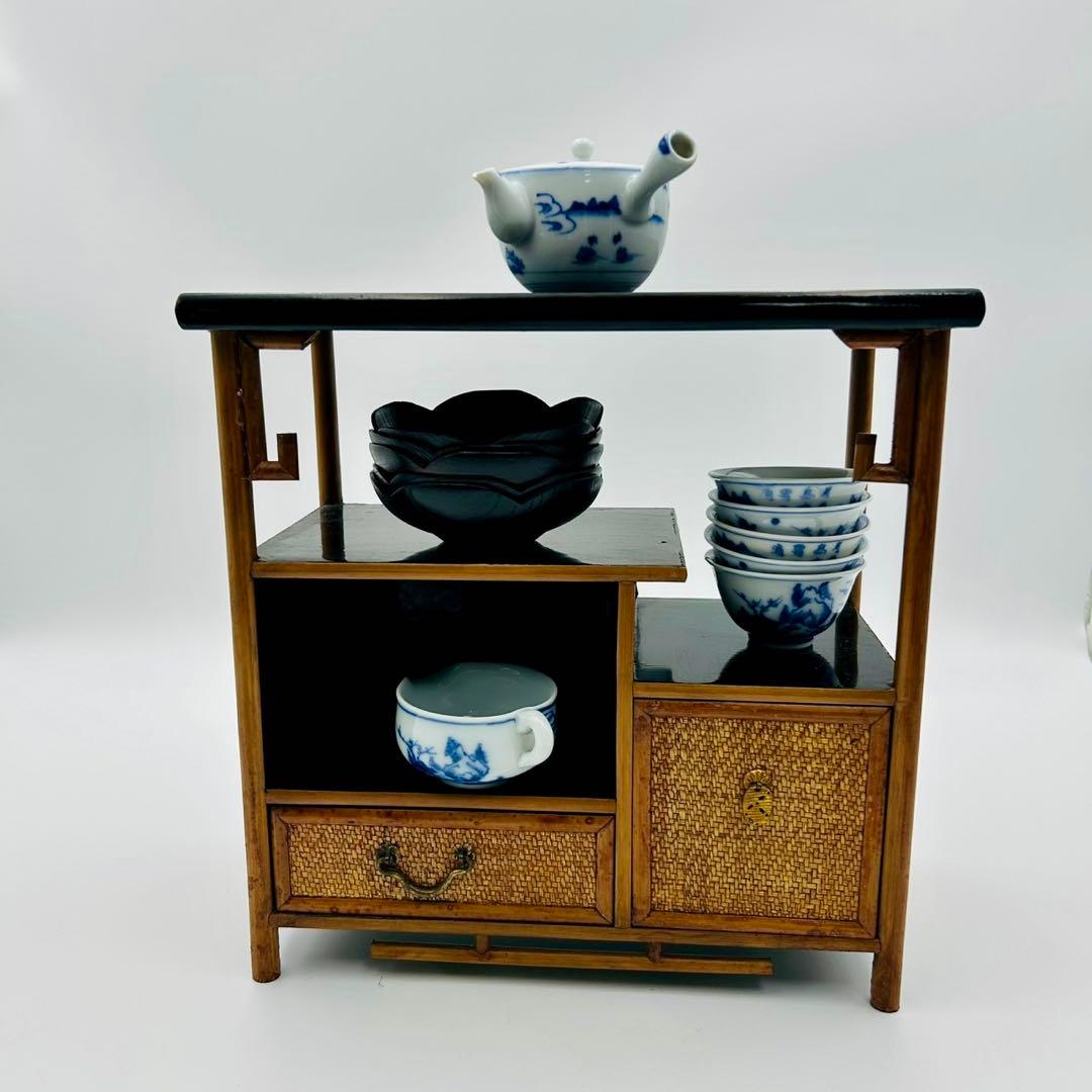 【茶棚　茶箪笥　飾り棚　煎茶道具】アンティーク　インテリア　骨董