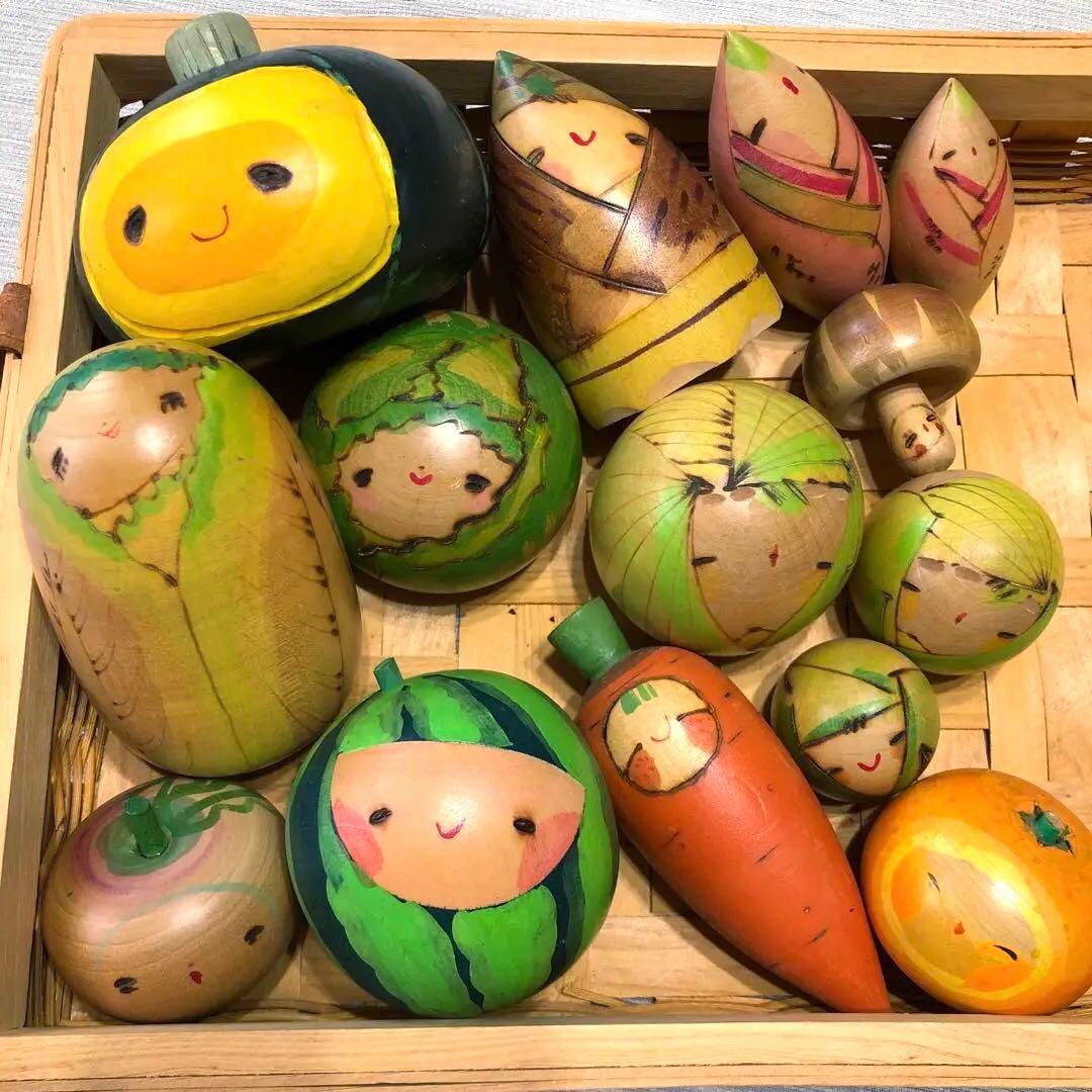 ひろえこけし 創作こけし 野菜 果物 14個
