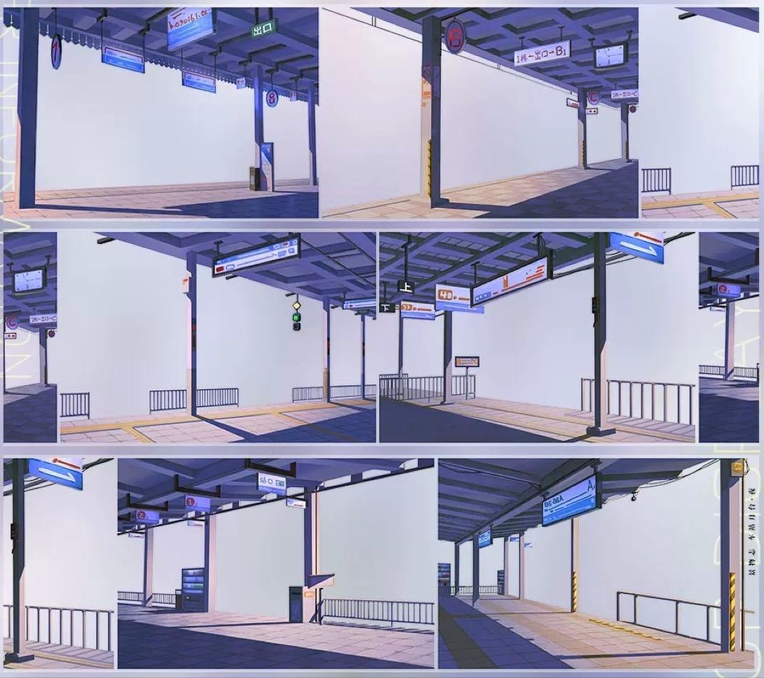 【9503】海外　5m巻　PETマスキングテープ　夜　プラットホーム　背景系