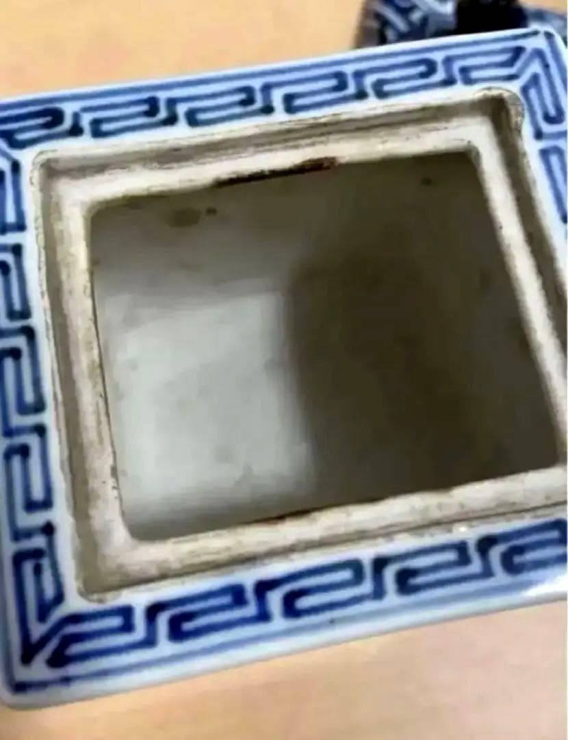 中国 清時代 骨董品 香炉染付 蓋物 陶芸古美術、 。