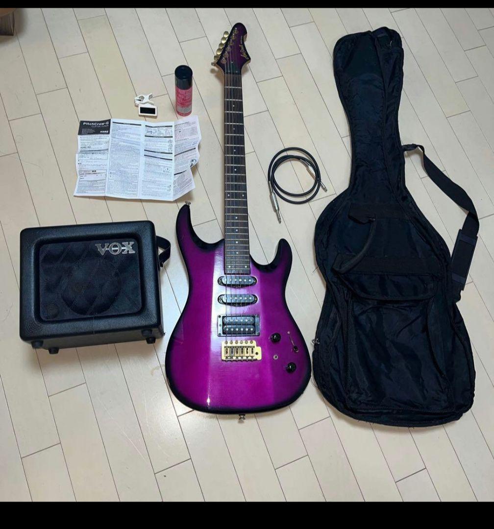 アリアプロIIパープルエレキギターとVOXアンプセット