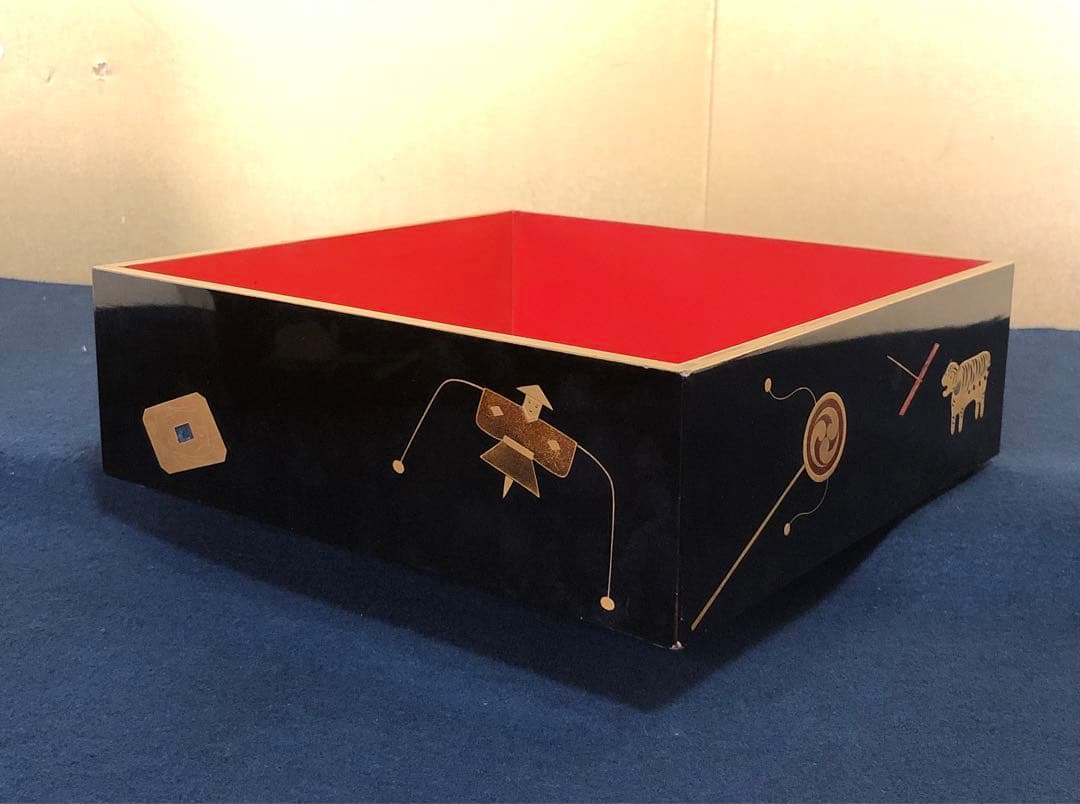 《R》玩具蒔絵 五段重 替蓋 重台付 在銘 木箱 時代 251204お3