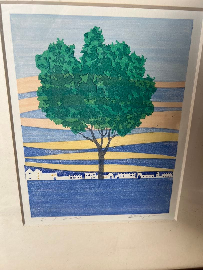 リトグラフ 自然風景 木製フレーム