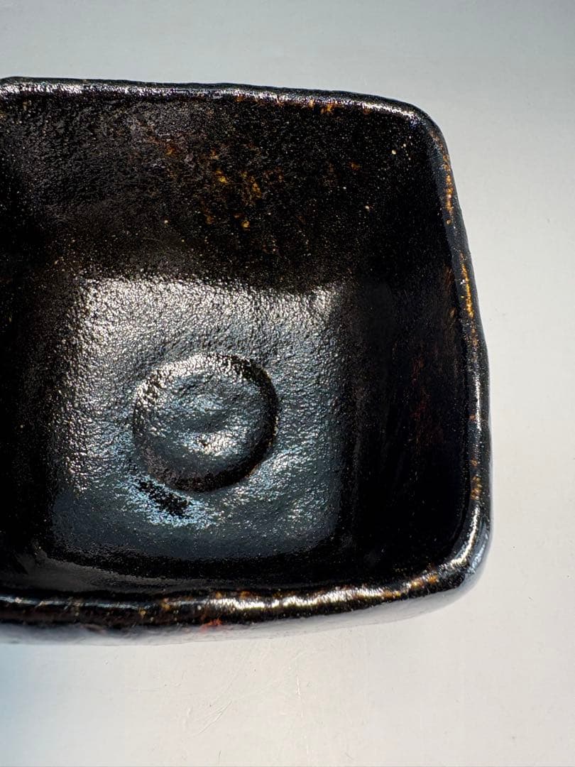 【中古品】吉村楽入造　黒楽茶碗（共箱）USED〈税込•送料込〉　四方　升　節分